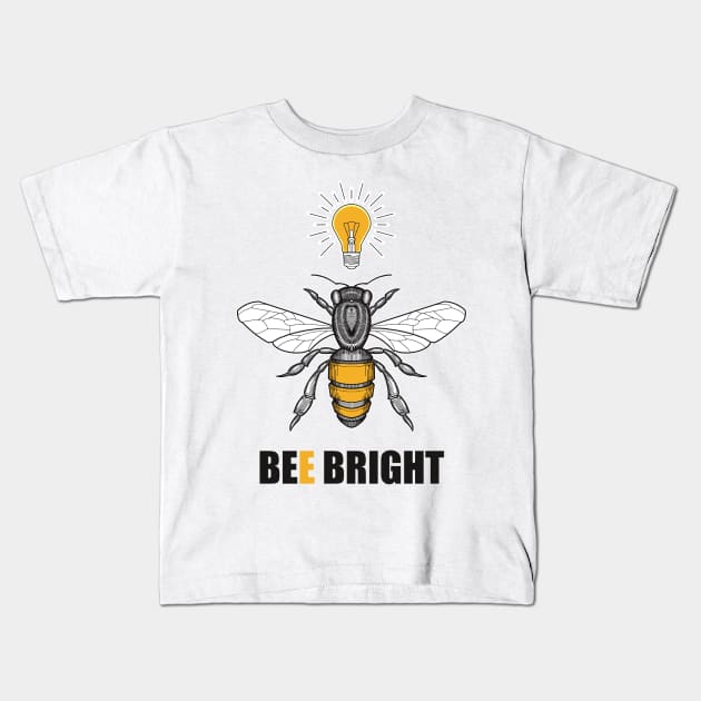 bee bright honey bee lightbulb Kids T-Shirt by weilertsen